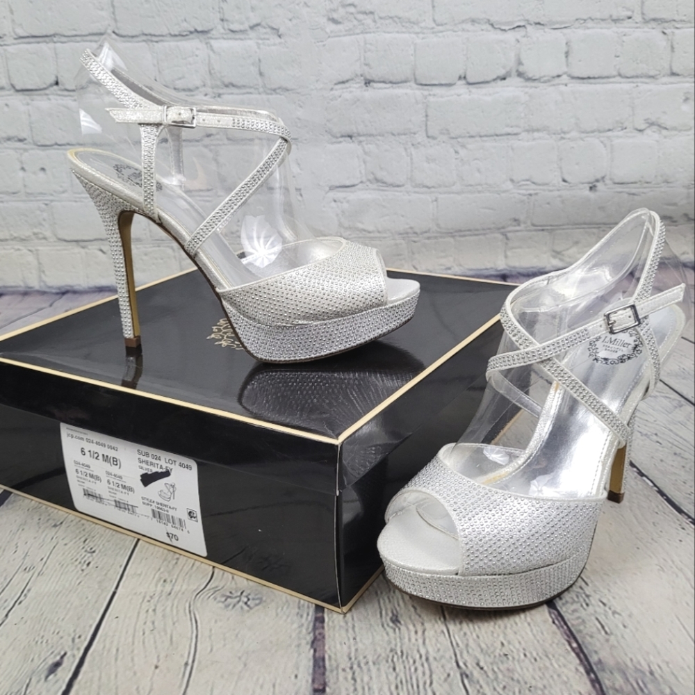 I. MILLER | Sherita sparkly strappy peep toe heels